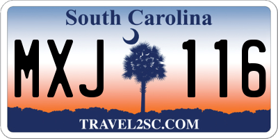 SC license plate MXJ116