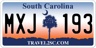 SC license plate MXJ193