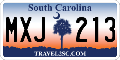 SC license plate MXJ213