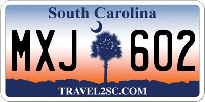 SC license plate MXJ602