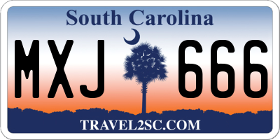 SC license plate MXJ666