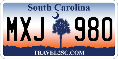 SC license plate MXJ980