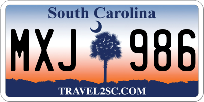 SC license plate MXJ986