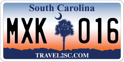 SC license plate MXK016
