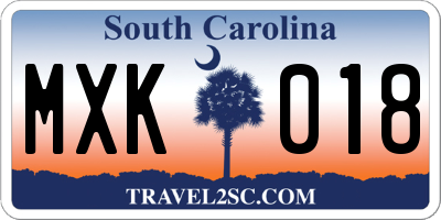 SC license plate MXK018