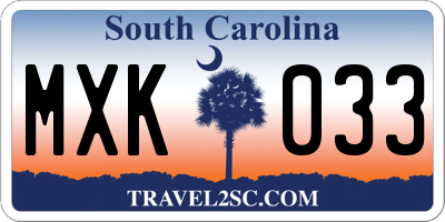 SC license plate MXK033