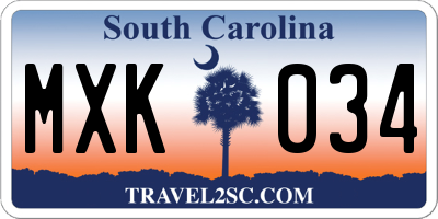 SC license plate MXK034
