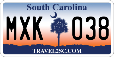 SC license plate MXK038