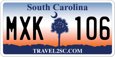 SC license plate MXK106