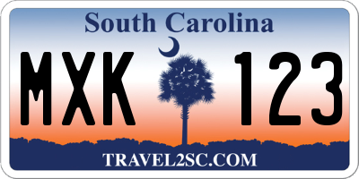 SC license plate MXK123