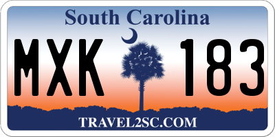 SC license plate MXK183