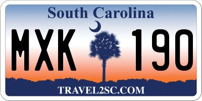 SC license plate MXK190