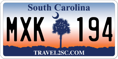 SC license plate MXK194