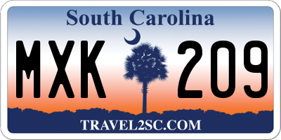 SC license plate MXK209