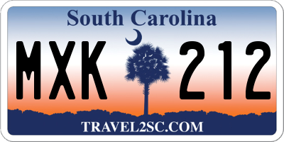 SC license plate MXK212