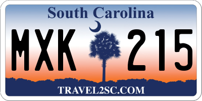 SC license plate MXK215