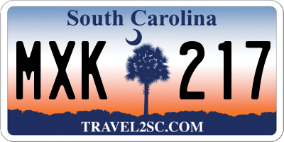SC license plate MXK217