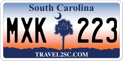 SC license plate MXK223