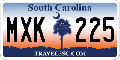 SC license plate MXK225