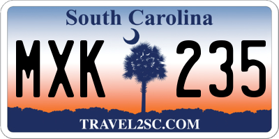 SC license plate MXK235