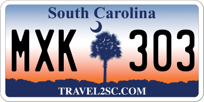 SC license plate MXK303