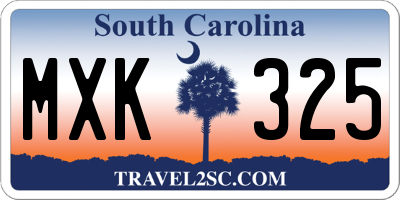 SC license plate MXK325