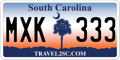 SC license plate MXK333