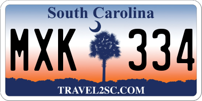 SC license plate MXK334