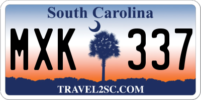SC license plate MXK337