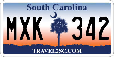 SC license plate MXK342