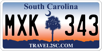 SC license plate MXK343