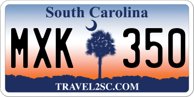 SC license plate MXK350