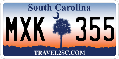 SC license plate MXK355