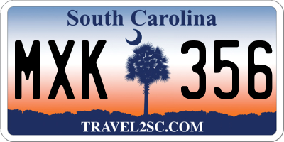 SC license plate MXK356