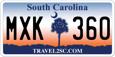 SC license plate MXK360