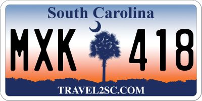 SC license plate MXK418