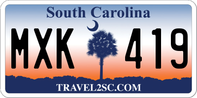 SC license plate MXK419
