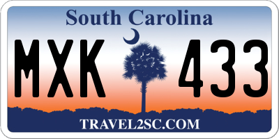 SC license plate MXK433