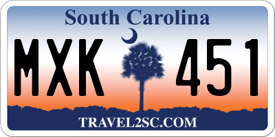 SC license plate MXK451