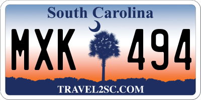 SC license plate MXK494