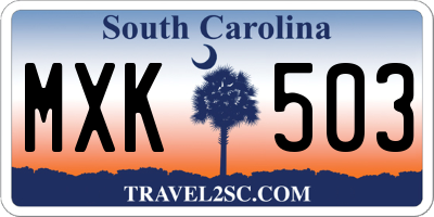 SC license plate MXK503