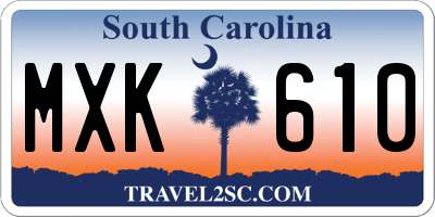 SC license plate MXK610