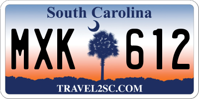 SC license plate MXK612