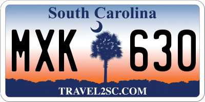SC license plate MXK630