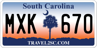 SC license plate MXK670