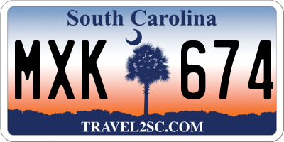 SC license plate MXK674