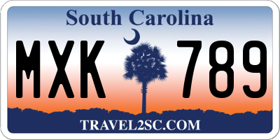 SC license plate MXK789