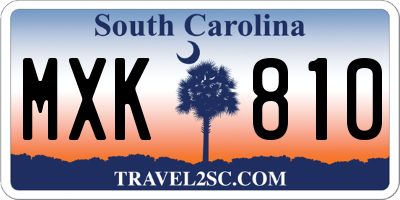 SC license plate MXK810