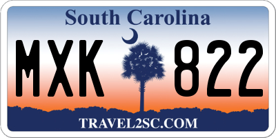 SC license plate MXK822