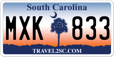 SC license plate MXK833